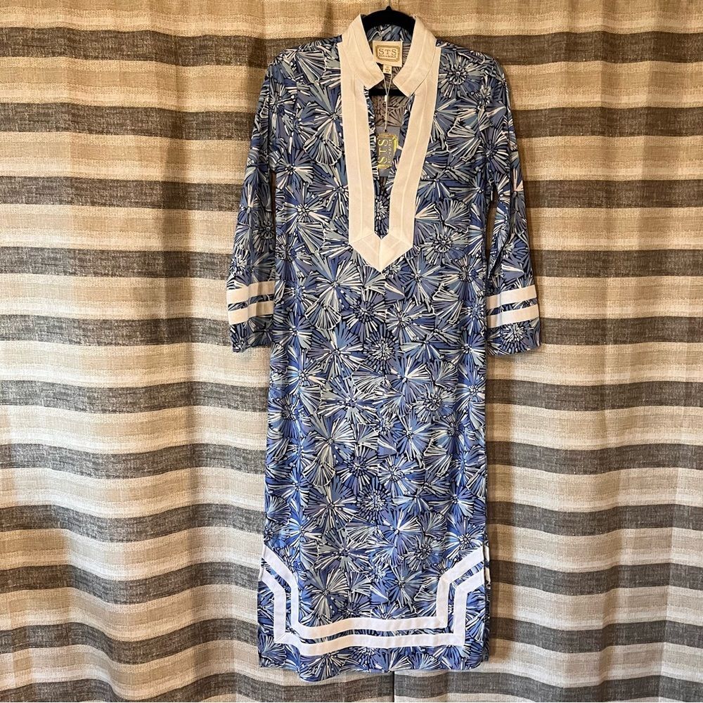 Sails To Sable Sunburst Blue Midi Dress Size‎ XS